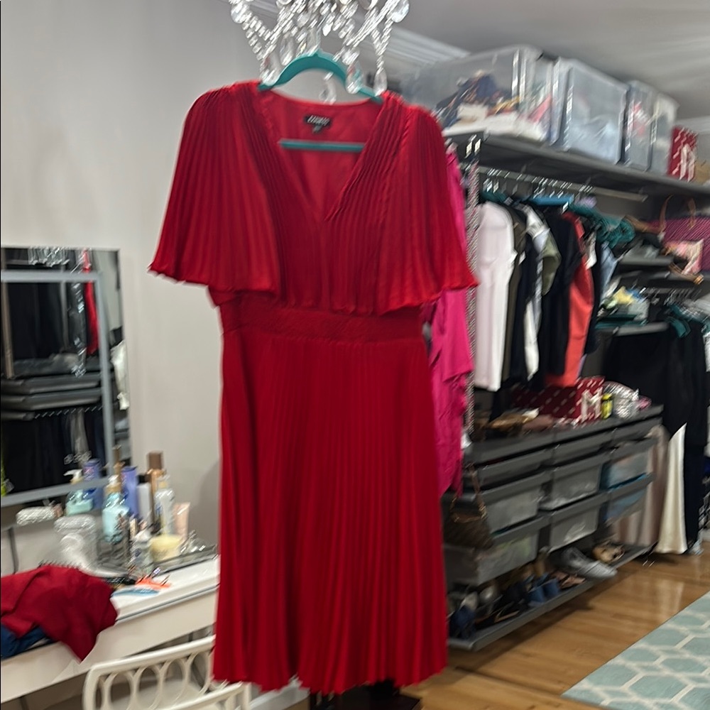 Express Red Pleated Midi Sundress